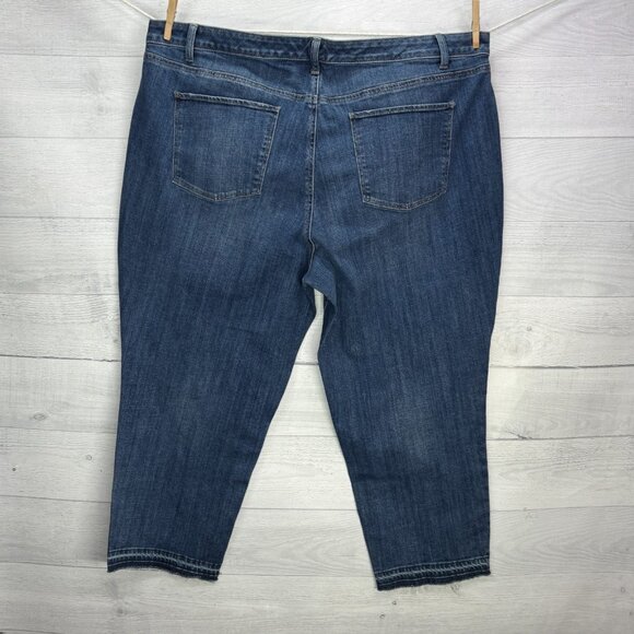 Talbots Flawless Five Pocket Jeans Womens 22W Blue Straight Raw Hem Release Hem - Picture 6 of 11